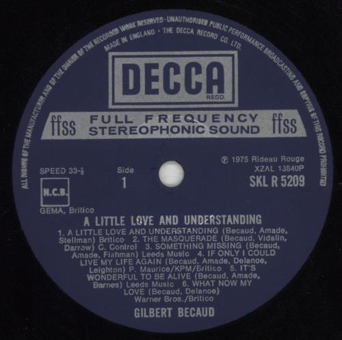 Gilbert B�caud A Little Love And Understanding vinyl LP album (LP record) UK GTBLPAL240223