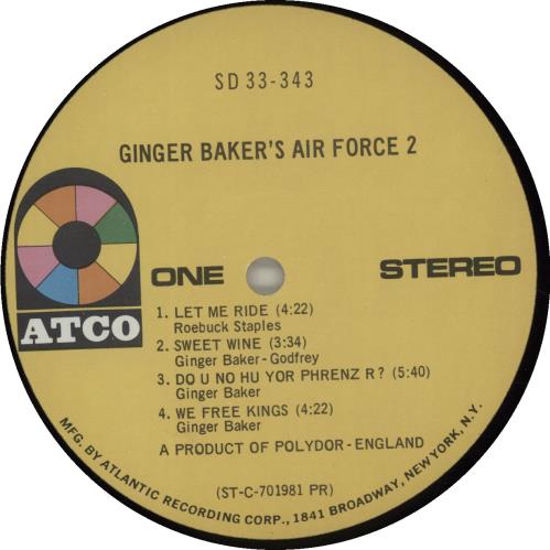 Ginger Baker Ginger Baker's Air Force 2 vinyl LP album (LP record) US GBKLPGI684702