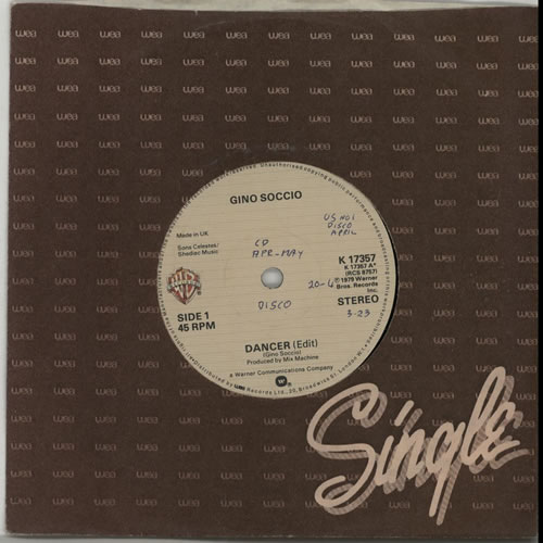 Gino Soccio Dancer 7" vinyl single (7 inch record / 45) UK GIQ07DA637126