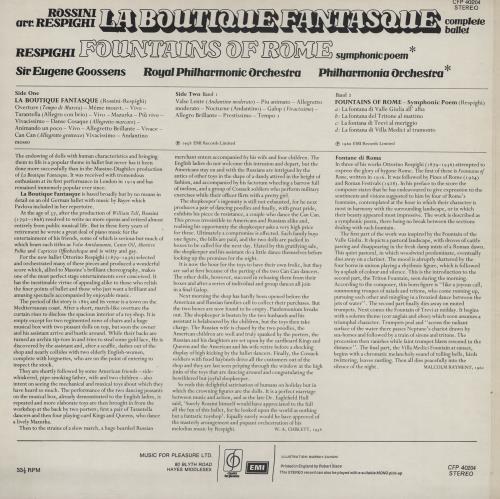 Gioacchino Rossini La Boutique Fantasque & Fountains Of Rome vinyl LP album (LP record) UK RNQLPLA758911