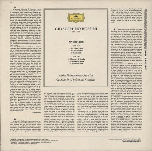 Gioacchino Rossini Overtures vinyl LP album (LP record) UK RNQLPOV675366