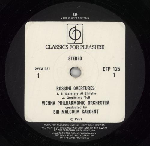 Gioacchino Rossini Rossini Overtures vinyl LP album (LP record) UK RNQLPRO671295