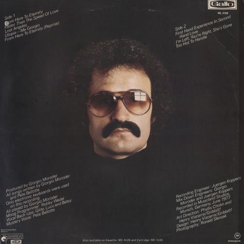 Giorgio Moroder From Here To Eternity vinyl LP album (LP record) South African GIOLPFR783315