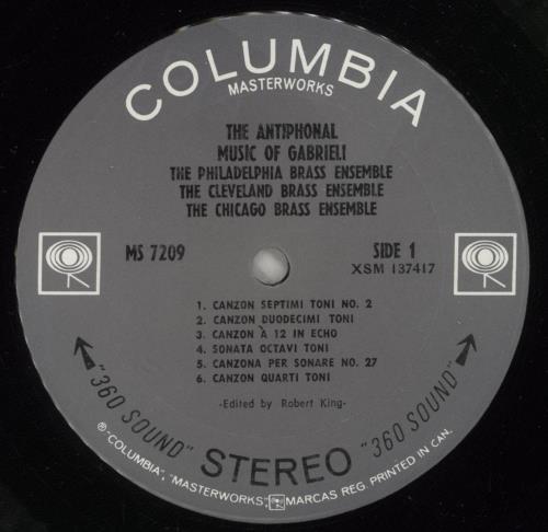 Giovanni Gabrieli The Antiphonal Music Of Gabrieli vinyl LP album (LP record) US GN9LPTH880450