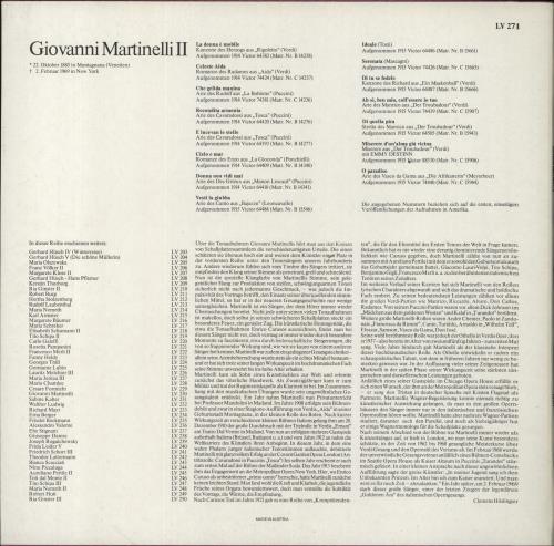Giovanni Martinelli Giovanni Martinelli II vinyl LP album (LP record) UK 2NTLPGI856417