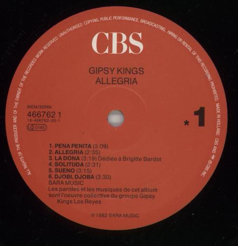 Gipsy Kings Allegria vinyl LP album (LP record) Dutch GIPLPAL864983