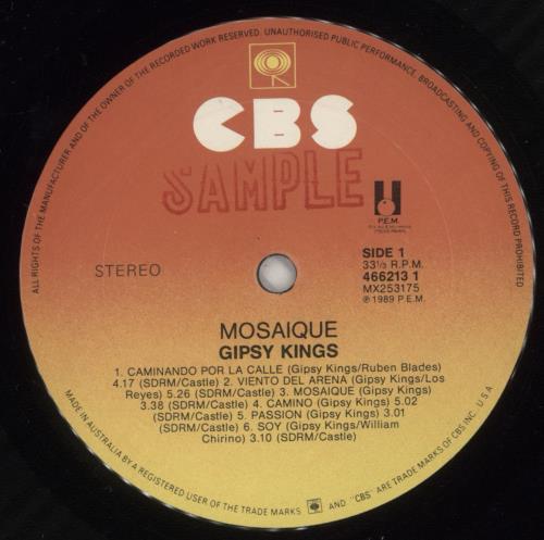 Gipsy Kings Mosaique vinyl LP album (LP record) Australian GIPLPMO874502