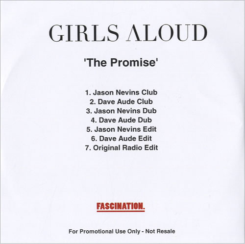 Girls Aloud The Promise CD-R acetate UK GLUCRTH460432
