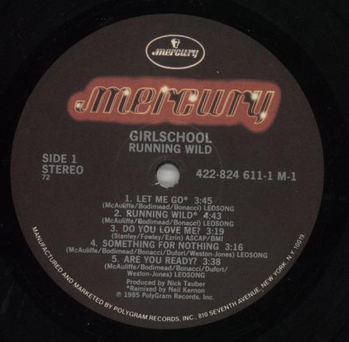 Girlschool Running Wild vinyl LP album (LP record) US GSCLPRU865359