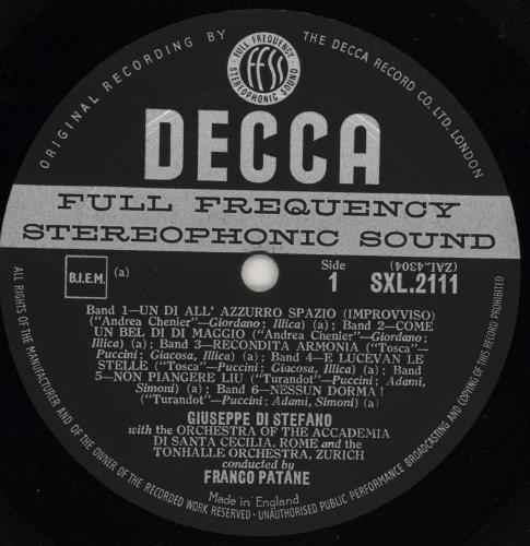 Giuseppe Di Stefano Di Stefano Operatic Recital vinyl LP album (LP record) UK GNULPDI765195