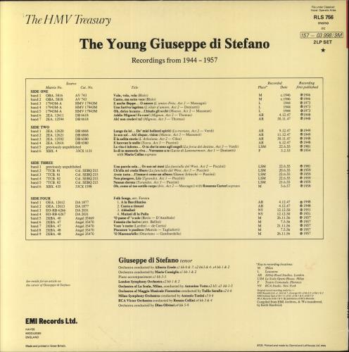 Giuseppe Di Stefano The Young Giuseppe Di Stefano - Operatic Arias & Italian Songs Recorded 1944-1957 2-LP vinyl record set (Double LP Album) UK GNU2LTH858100