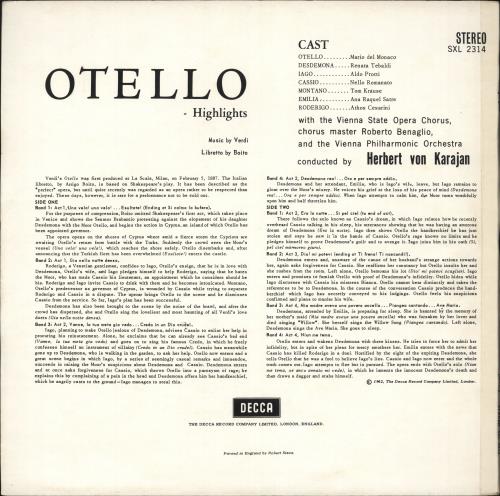 Giuseppe Verdi Otello vinyl LP album (LP record) UK VBOLPOT715489