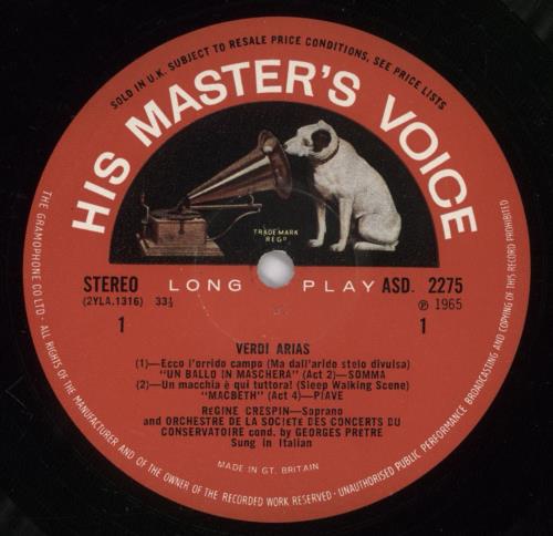 Giuseppe Verdi Verdi Arias vinyl LP album (LP record) UK VBOLPVE892609