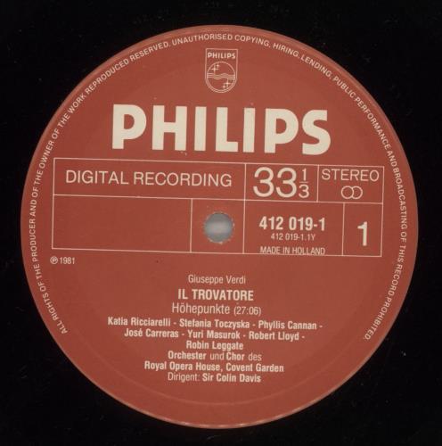 Giuseppe Verdi Verdi: Il Trovatore (Highlights) vinyl LP album (LP record) Dutch VBOLPVE879914