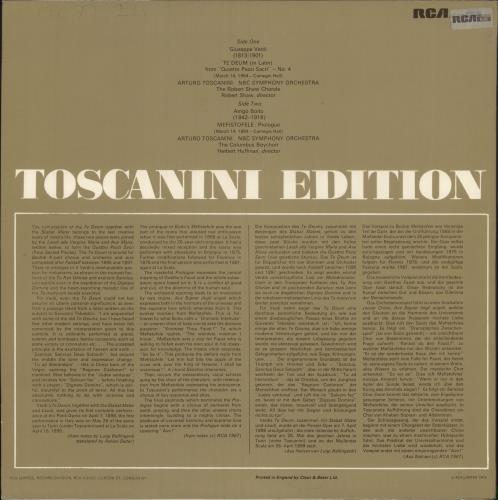 Giuseppe Verdi Verdi: Te Deum / Boito: Mefistofele vinyl LP album (LP record) UK VBOLPVE746695