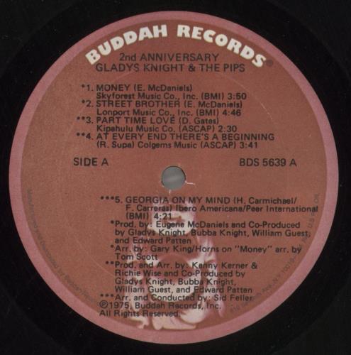 Gladys Knight & The Pips 2nd Anniversary - Complete vinyl LP album (LP record) US GLDLPND765094