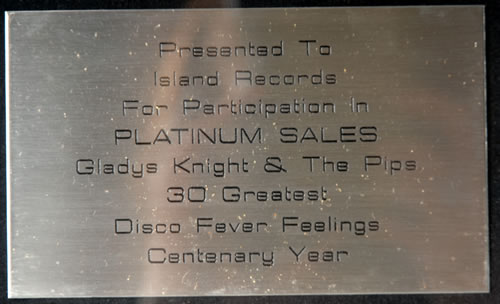 Gladys Knight & The Pips 30 Greatest in-house award disc UK GLDAIGR583496