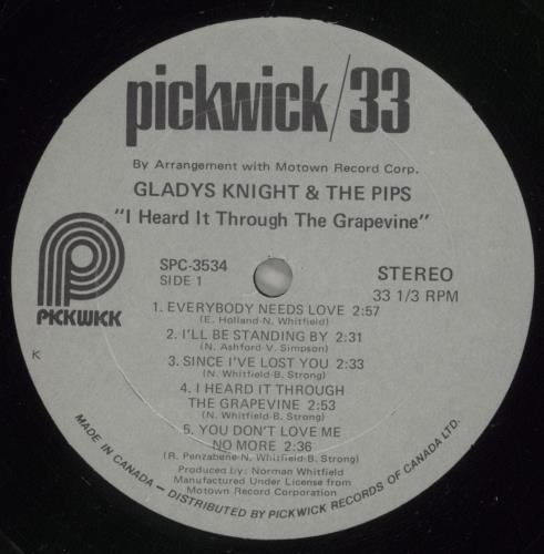 Gladys Knight & The Pips I Heard It Through The Grape-Vine! vinyl LP album (LP record) US GLDLPIH876263
