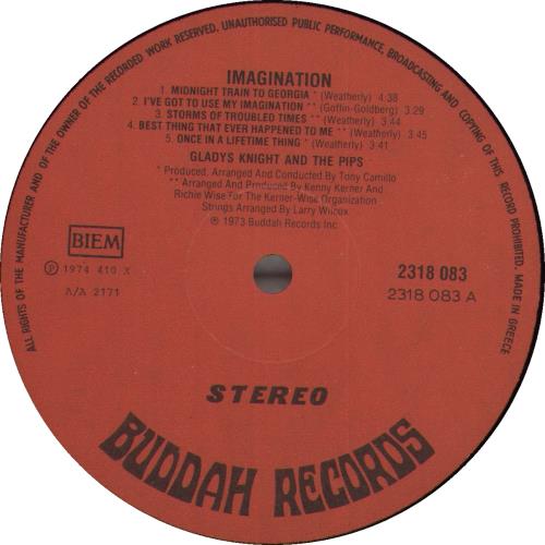 Gladys Knight & The Pips Imagination vinyl LP album (LP record) Greek GLDLPIM736889