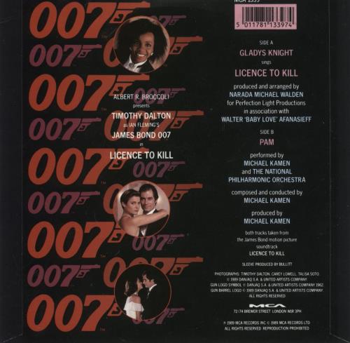 Gladys Knight & The Pips Licence To Kill 7" vinyl single (7 inch record / 45) UK GLD07LI538174