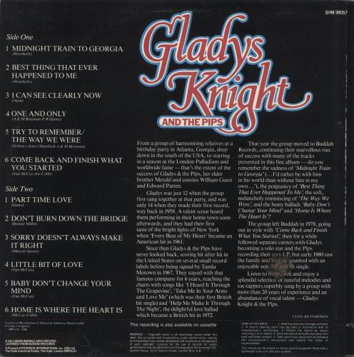 Gladys Knight & The Pips Midnight Train To Georgia vinyl LP album (LP record) UK GLDLPMI686923