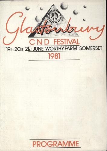 Glastonbury 1981 CND Festival tour programme UK G-FTRCN778699