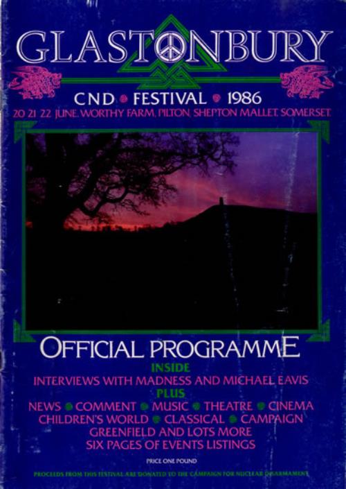 Glastonbury 1986 Festival tour programme UK G-FTRFE558072