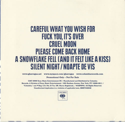Glasvegas A Snowflake Fell [And It Felt Like A Kiss] CD-R acetate US GF-CRAS460764