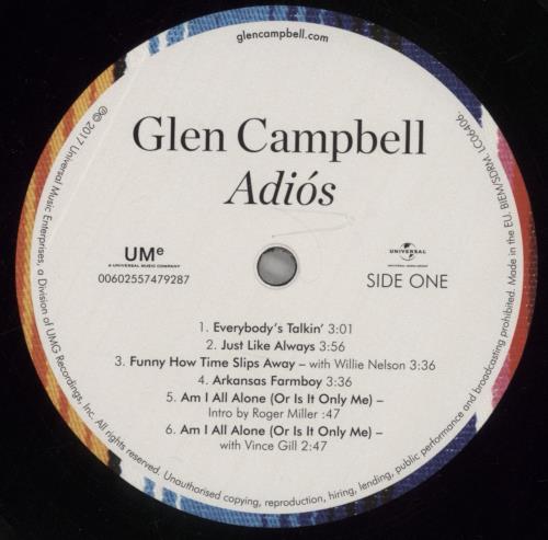 Glen Campbell Adis vinyl LP album (LP record) UK GLCLPAD859535