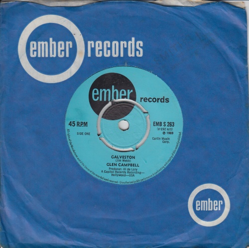 Glen Campbell Galveston 7" vinyl single (7 inch record / 45) UK GLC07GA571482