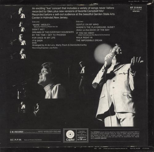 Glen Campbell Live vinyl LP album (LP record) UK GLCLPLI363449