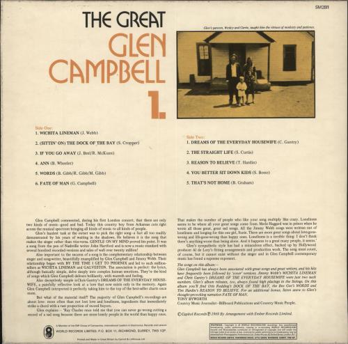 Glen Campbell The Great Glen Campbell 1 vinyl LP album (LP record) UK GLCLPTH714730