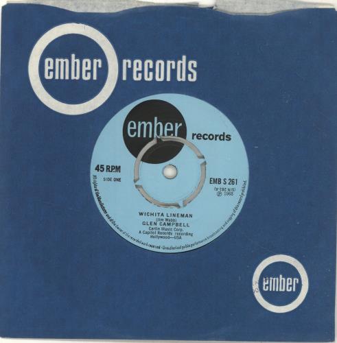 Glen Campbell Wichita Lineman - 4 Prong 7" vinyl single (7 inch record / 45) UK GLC07WI612979
