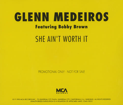 Glenn Medeiros She Ain't Worth It CD single (CD5 / 5") US GMAC5SH437100