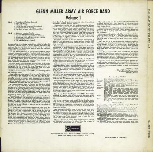 Glenn Miller Army Air Force Band Volume 1 vinyl LP album (LP record) UK GMELPAR772716