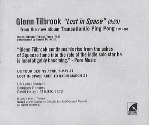 Glenn Tilbrook Lost In Space CD-R acetate US GTICRLO340008