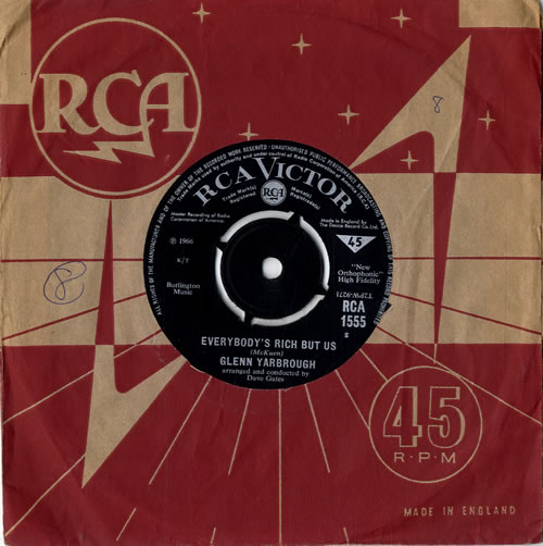 Glenn Yarbrough Everybody's Rich But Us 7" vinyl single (7 inch record / 45) UK GYH07EV546489