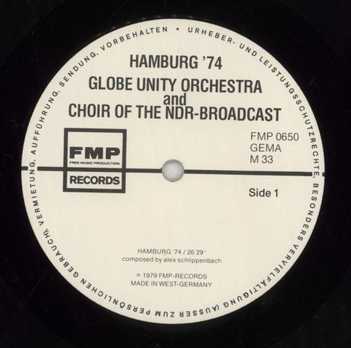 Globe Unity Hamburg '74 vinyl LP album (LP record) German G0QLPHA856095