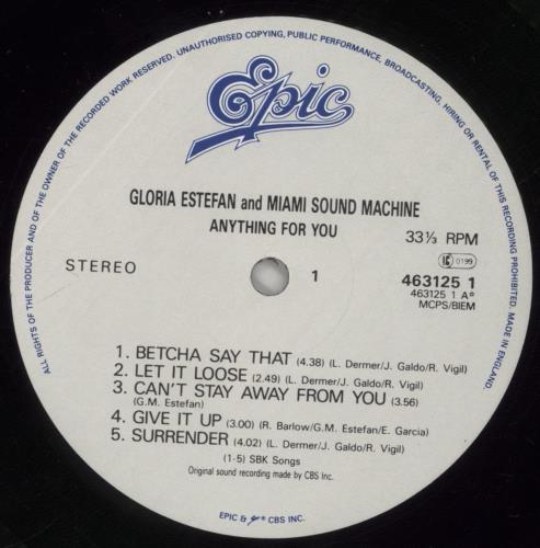 Gloria Estefan Anything For You - Circular Hype Sticker vinyl LP album (LP record) UK ESTLPAN743241