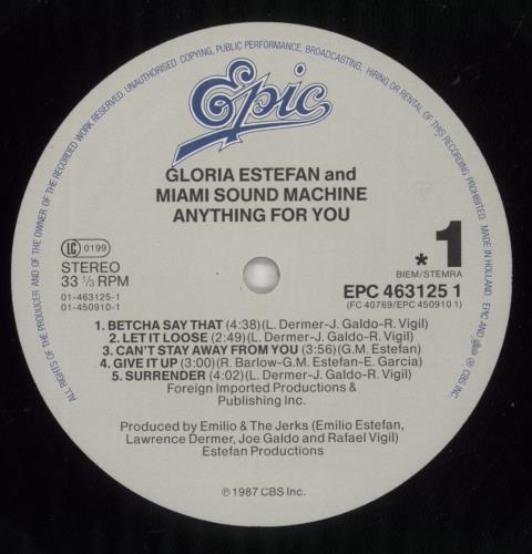 Gloria Estefan Anything For You - Stickered vinyl LP album (LP record) UK ESTLPAN686111