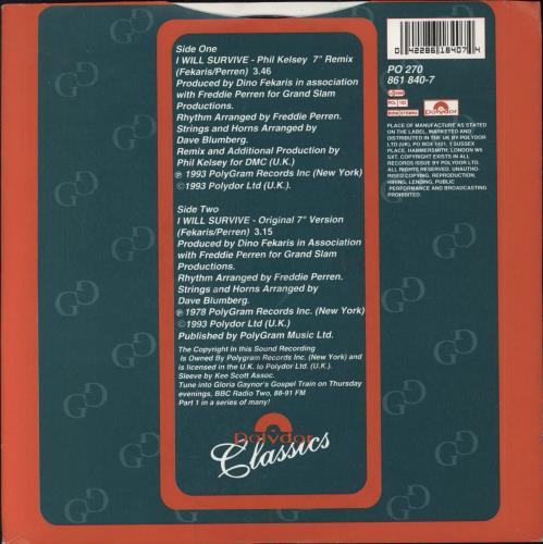 Gloria Gaynor I Will Survive (Phil Kelsey Remix) 7" vinyl single (7 inch record / 45) UK GLG07IW795590
