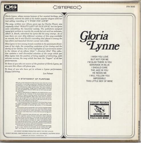 Gloria Lynne Gloria Lynne vinyl LP album (LP record) US G-LLPGL712102