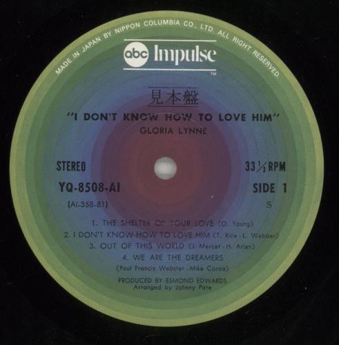 Gloria Lynne I Don't Know How To Love Him vinyl LP album (LP record) Japanese G-LLPID873228