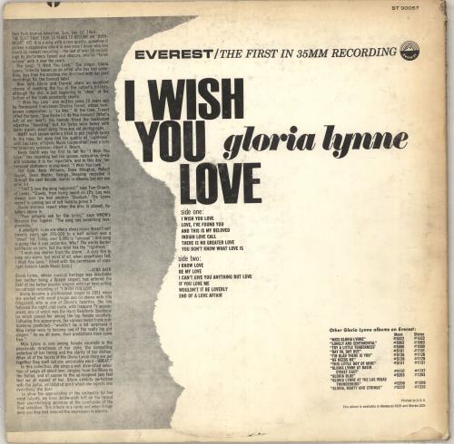 Gloria Lynne I Wish You Love vinyl LP album (LP record) US G-LLPIW711545
