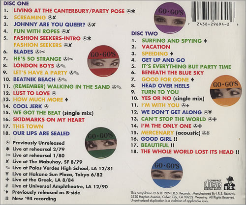 Go-Go's Return To The Valley Of The Go-Gos 2 CD album set (Double CD) US GOG2CRE42979