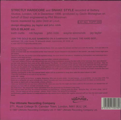 Gold Blade Strictly Hardcore - Pink 7" vinyl single (7 inch record / 45) UK GOB07ST808619
