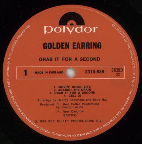 Golden Earring Grab It For A Second vinyl LP album (LP record) UK EARLPGR453837