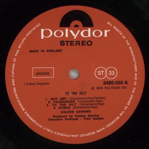 Golden Earring To The Hilt - EX vinyl LP album (LP record) UK EARLPTO884234