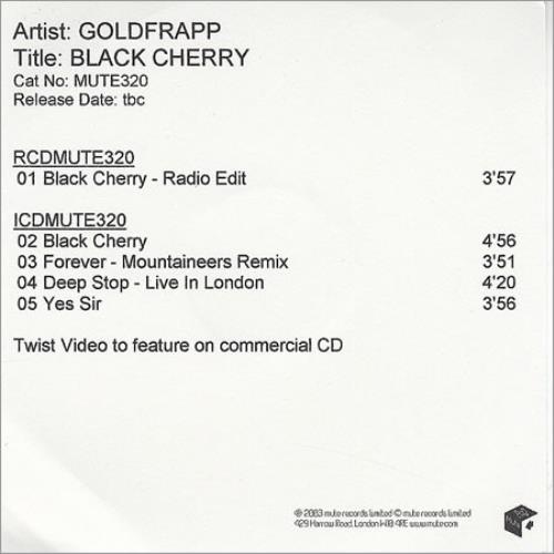 Goldfrapp Black Cherry CD-R acetate UK FPPCRBL373149