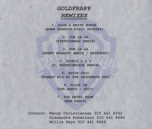 Goldfrapp Remixes CD-R acetate US FPPCRRE391179